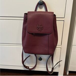 Tory Burch Burgundy Leather Backpack